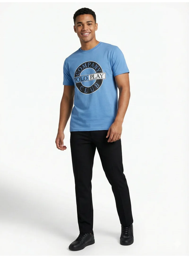 لعب البولو تيشيرت رجالي مطبوع - أزرق فاتح